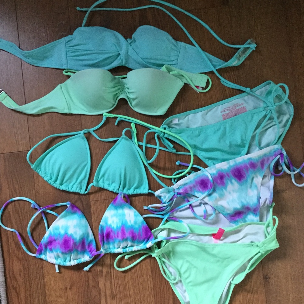 LOT of Victoria’s Secret Bikinis Green Aqua Blue S